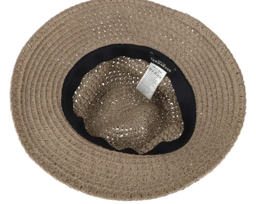 Paper Straw Bell Whith Ribbon Brown Straw Hat - Seeberger