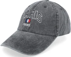 Paris France Washed Black Dad Cap - Iconic