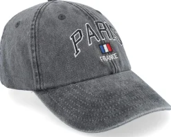 Paris France Washed Black Dad Cap - Iconic