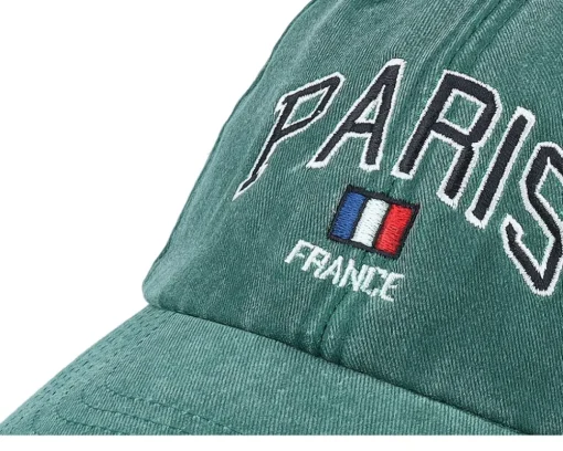 Paris France Washed Green Dad Cap - Iconic