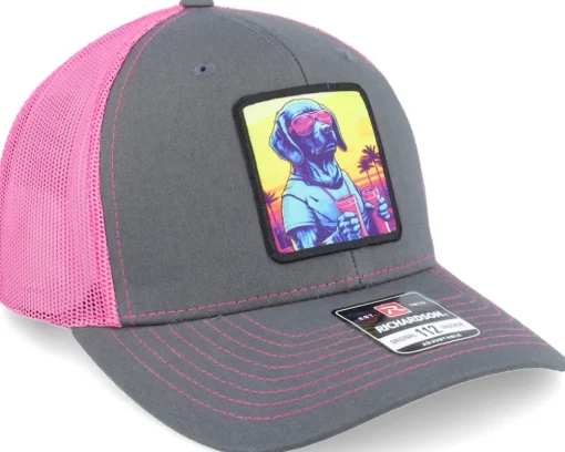 Party Dog Patch Charcoal/Neon Pink Trucker - Iconic