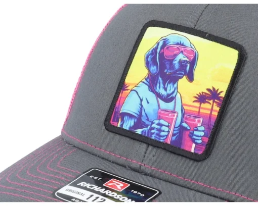 Party Dog Patch Charcoal/Neon Pink Trucker - Iconic