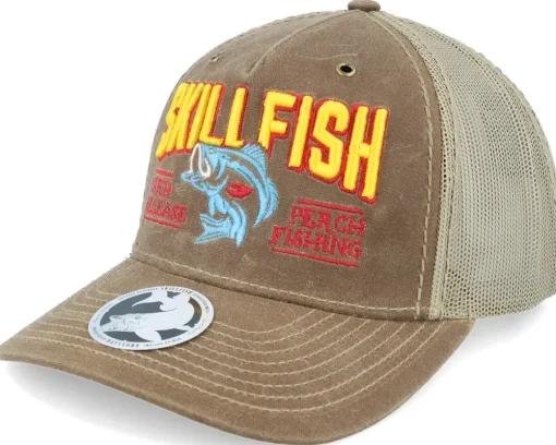 Perch 3d Logo 112wh Hawthorne Split Buck/Khaki A-Frame Trucker - Skillfish