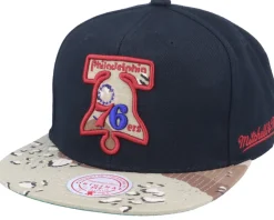 Philadelphia 76ers Choco Camo HWC Black Snapback - Mitchell & Ness