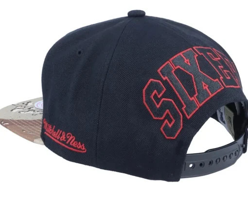 Philadelphia 76ers Choco Camo HWC Black Snapback - Mitchell & Ness