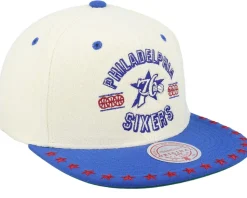Philadelphia 76ers Dune Royal Off White/Blue Snapback - Mitchell & Ness