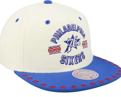 Philadelphia 76ers Dune Royal Off White/Blue Snapback - Mitchell & Ness