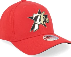 Philadelphia 76ers Golden Black Stretch Hwc Red Adjustable - Mitchell & Ness