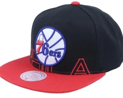 Philadelphia 76ers Low Big Face Black/red Snapback - Mitchell & Ness