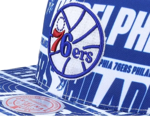 Philadelphia 76ers Meat Paper Blue Snapback - Mitchell & Ness