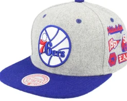 Philadelphia 76ers Melton Patch Grey/Royal Snapback - Mitchell & Ness