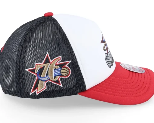 Philadelphia 76ers Party Time White Trucker - Mitchell & Ness
