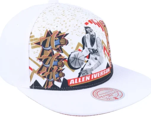 Philadelphia 76ers 90's Playa Allen Iverson White Snapback - Mitchell & Ness