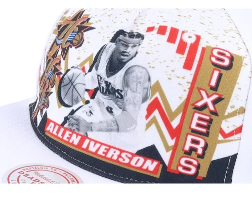 Philadelphia 76ers 90's Playa Allen Iverson White Snapback - Mitchell & Ness