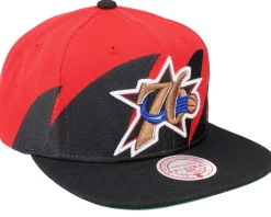 Philadelphia 76ers Sharktooth Black/Red Snapback - Mitchell & Ness