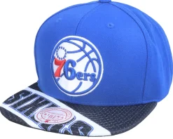 Philadelphia 76ers Slash Century Royal/Black Snapback - Mitchell & Ness