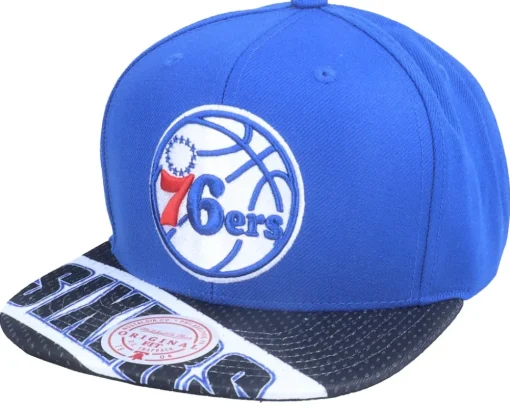Philadelphia 76ers Slash Century Royal/Black Snapback - Mitchell & Ness