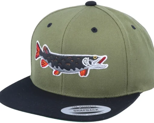 Pike Black Applique Olive/Black Snapback - Skillfish