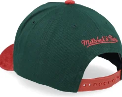 Pinscript Nostalgia Pro Crown Cap Forest Green/Orange Corduroy A-Frame Adjustable - Mitchell & Ness