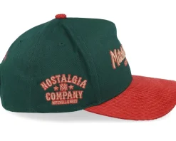 Pinscript Nostalgia Pro Crown Cap Forest Green/Orange Corduroy A-Frame Adjustable - Mitchell & Ness