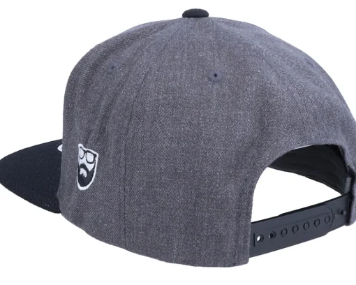 Pipe Beard Skull Charcoal/Black Snapback - Bearded Man
