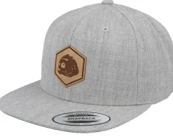 Piranha Skull Hex Patch Heather Grey Snapback - Skillfish