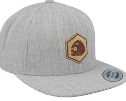 Piranha Skull Hex Patch Heather Grey Snapback - Skillfish