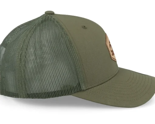 Piranha Skull Hex Patch Olive Trucker - Skillfish