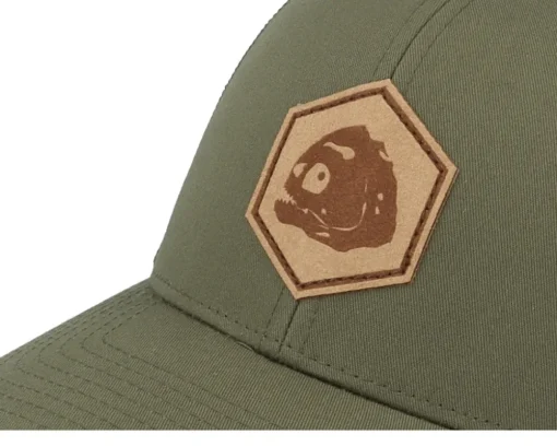 Piranha Skull Hex Patch Olive Trucker - Skillfish