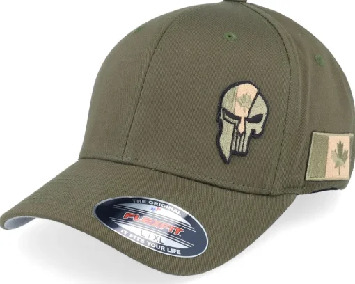 Pirate Army Skull Olive Wooly Combed Flexfit - Army Head