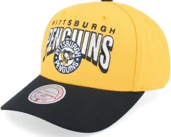 Pittsburgh Penguins Boom Text Pro Vintage Yellow Adjustable - Mitchell & Ness