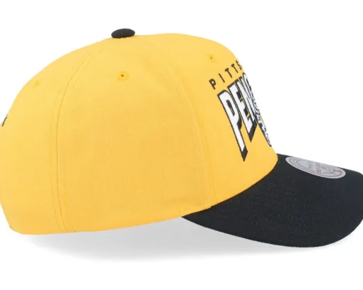 Pittsburgh Penguins Boom Text Pro Vintage Yellow Adjustable - Mitchell & Ness
