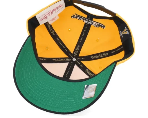 Pittsburgh Penguins Boom Text Pro Vintage Yellow Adjustable - Mitchell & Ness