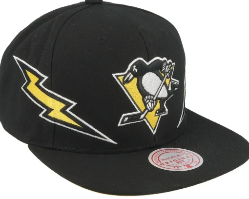 Pittsburgh Penguins Double Trouble Vintage Black Snapback - Mitchell & Ness