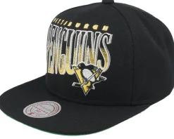 Pittsburgh Penguins Line Work Vintage Black Snapback - Mitchell & Ness