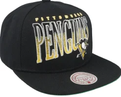 Pittsburgh Penguins Line Work Vintage Black Snapback - Mitchell & Ness