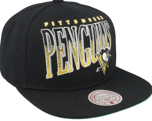 Pittsburgh Penguins Line Work Vintage Black Snapback - Mitchell & Ness