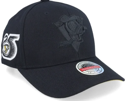 Pittsburgh Penguins NHL Anniversary Patch Black Adjustable - Mitchell & Ness