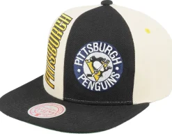 Pittsburgh Penguins Pop Panel Off White/Black Snapback - Mitchell & Ness