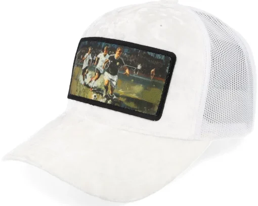 Playing Football Velvet White A-Frame Trucker - Calza Pennello