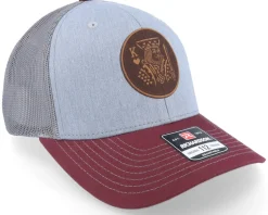 Poker King Heather Grey/Charcoal/Maroon Trucker - Iconic