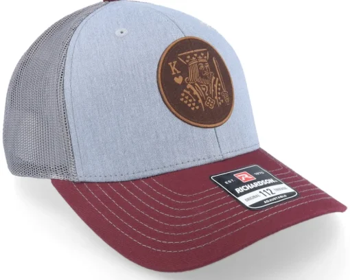 Poker King Heather Grey/Charcoal/Maroon Trucker - Iconic