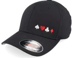 Poker Spades Hearts Clubs Diamonds Black Flexfit - Iconic