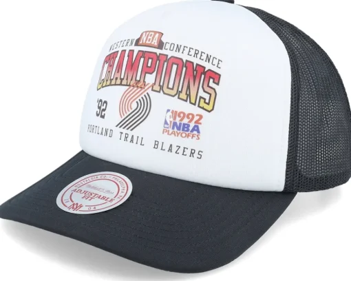 Portland Trail Blazers Champions White/Black Trucker - Mitchell & Ness