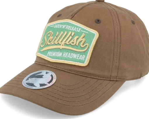 Premium Fishing 436 Waxed Cotton Brown Dad Cap - Skillfish