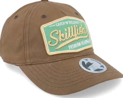 Premium Fishing 436 Waxed Cotton Brown Dad Cap - Skillfish