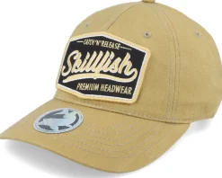 Premium Fishing 436 Waxed Cotton Dark Tan Dad Cap - Skillfish