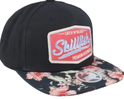 Premium Fishing Floral Red Black Snapback - Skillfish