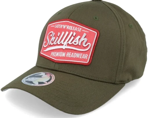 Premium Fishing Wooly Combed Olive Flexfit - Skillfish