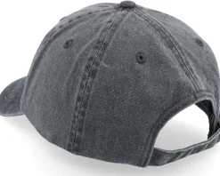 Raccoon Pedro Round Patch Washed Black Dad Cap - Scenes